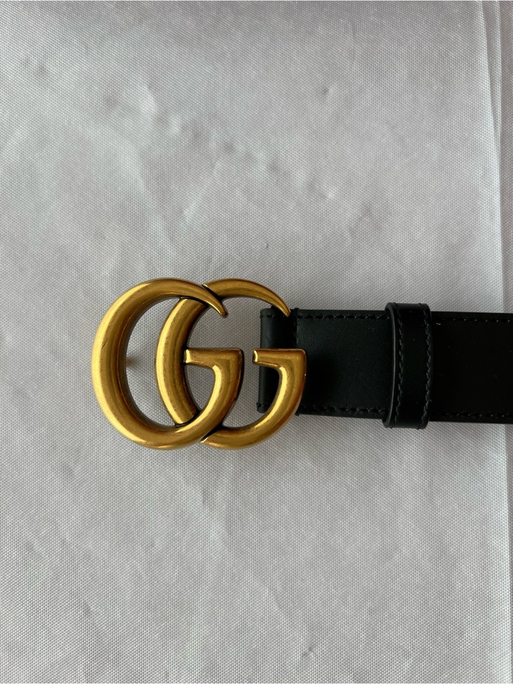 Gucci Black Leather Belt with Gold Double G Buckle